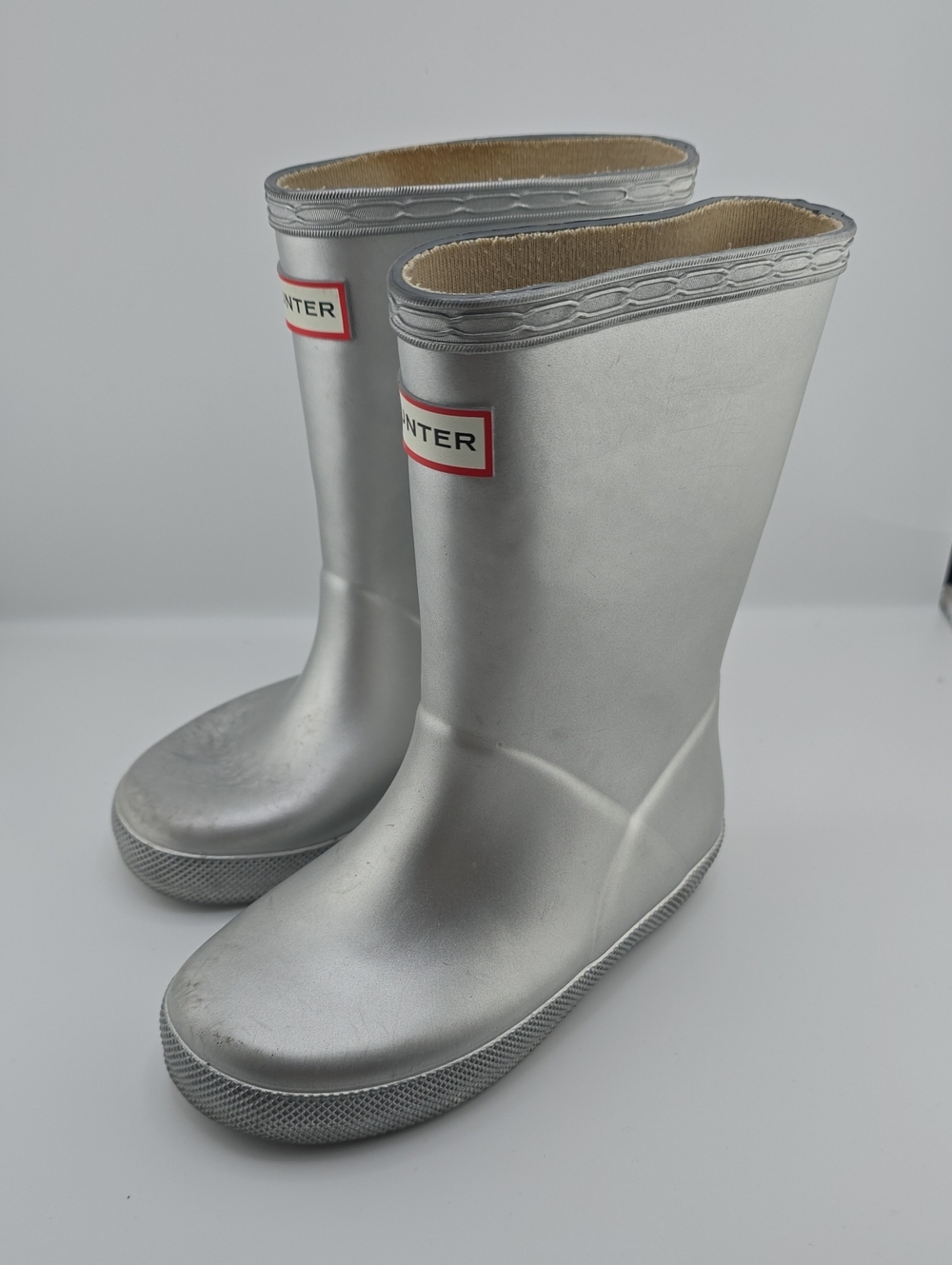 Hunter Metallic Silver Mid-Calf Rain Boots